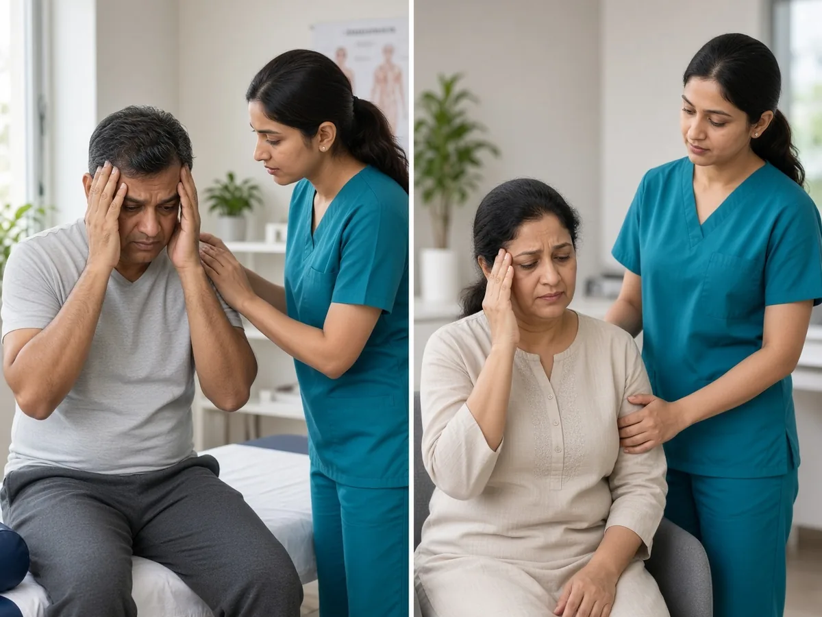 Patient receiving care for headache and migraine treatment at Ataha Wellness Hyderabad