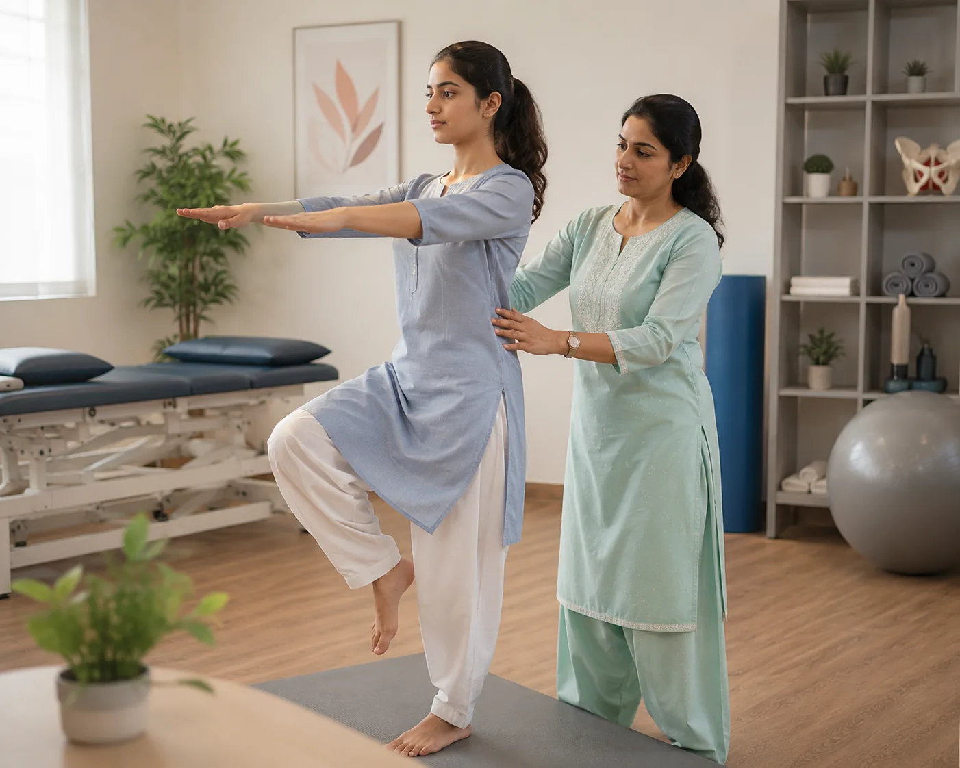Female therapist guiding patient through exercise at Ataha Wellness Hyderabad