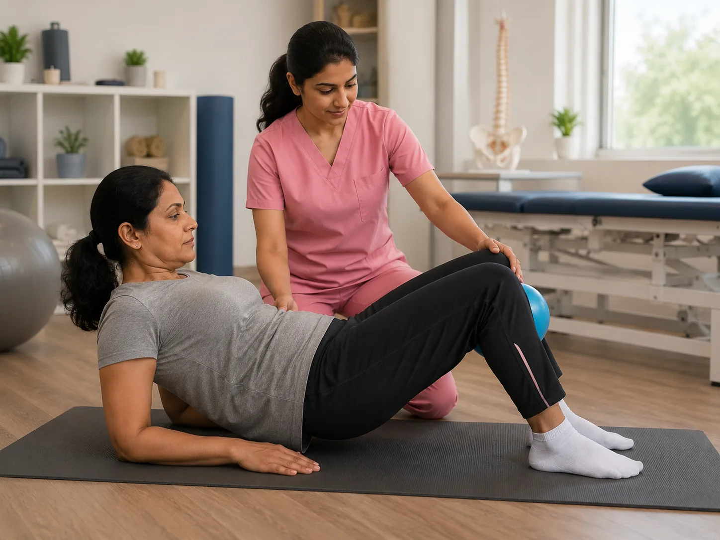 Female physiotherapist treating patient at Ataha Wellness pelvic rehabilitation clinic Hyderabad
