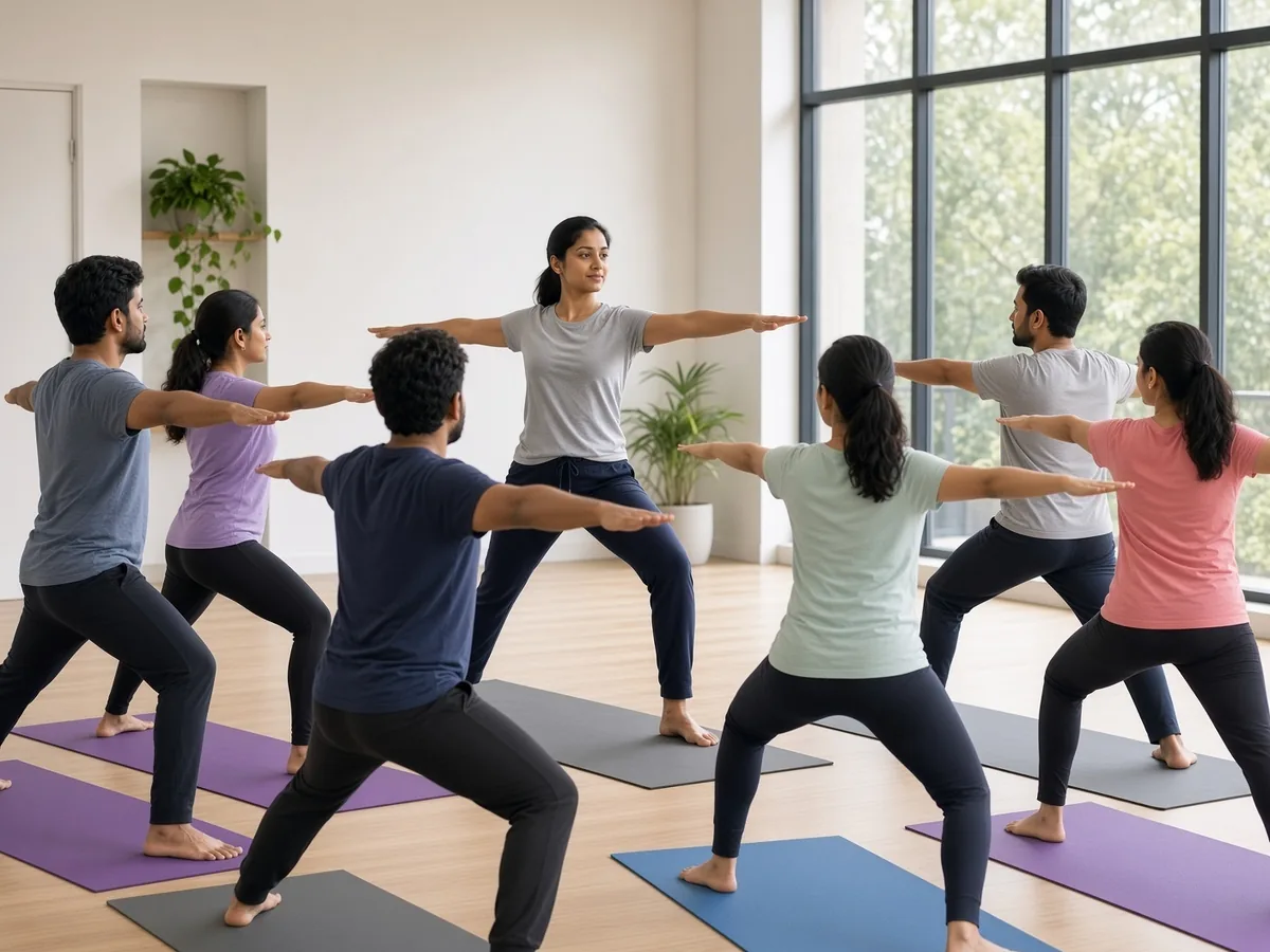 Group yoga class in session at Ataha Wellness Hyderabad